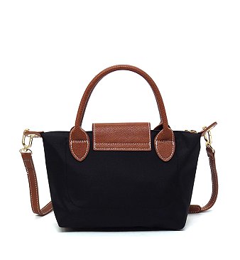 Nylon Logo Flap Satchel Crossbody Bag