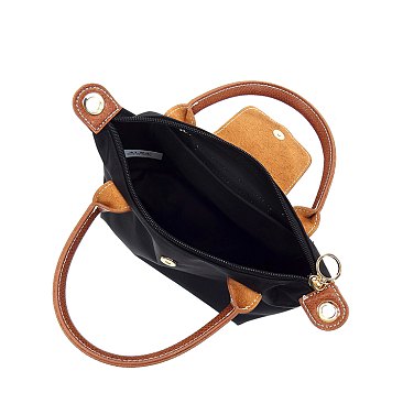 Nylon Logo Flap Satchel Crossbody Bag