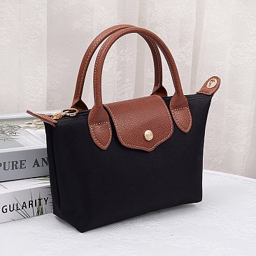 Nylon Logo Flap Satchel Crossbody Bag