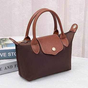 Nylon Logo Flap Satchel Crossbody Bag