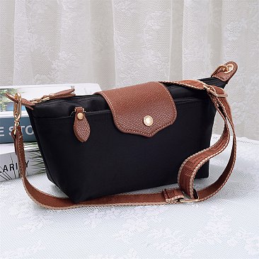 Nylon Logo Flap Crossbody Bag