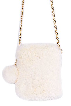 FAUX FUR CELLPHONE BAG