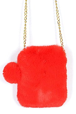 FAUX FUR CELLPHONE BAG