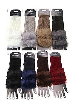 DOZEN ASSORTED COLOR FUR ACCENT ARM WARMER