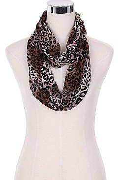 PACK OF 12 ASSORTED COLOR LEOPARD INFINITY SCARVES