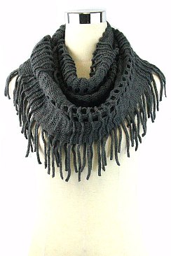 A Dozen (12pcs) Fringe Knit Infinity Scarves