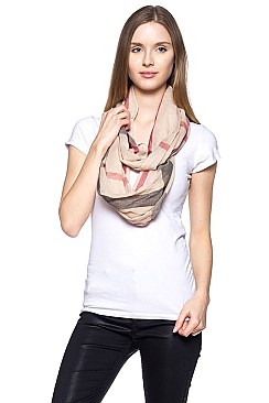 Pack of 12 pieces Plaid Print Infinity Scarves FM-HNSF1085