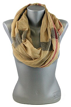 Pack of 12 pieces Plaid Print Infinity Scarves FM-HNSF1085