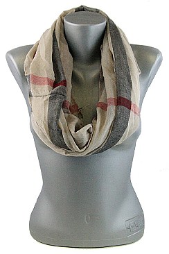 Pack of 12 pieces Plaid Print Infinity Scarves FM-HNSF1085