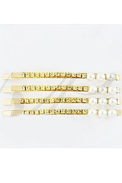 Pack of 12 Cute 4pc Pearl Accent Hair Pin