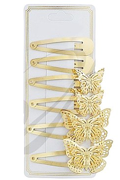 PACK OF 12 FASHION 6PC BUTTERFLY ACCENT HAIR CLIP