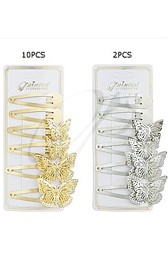 PACK OF 12 FASHION 6PC BUTTERFLY ACCENT HAIR CLIP