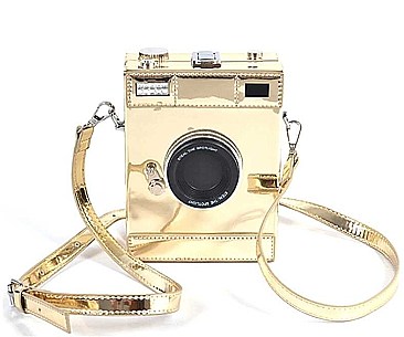 VINTAGE CAMERA LEATHER CLUTCH SHOULDER BAG