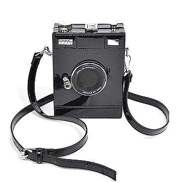 VINTAGE CAMERA LEATHER CLUTCH SHOULDER BAG