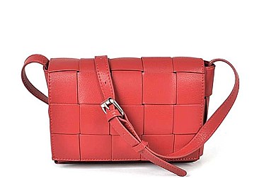 TRENDY MONOTONE WEAVING LEATHER CLUTCH