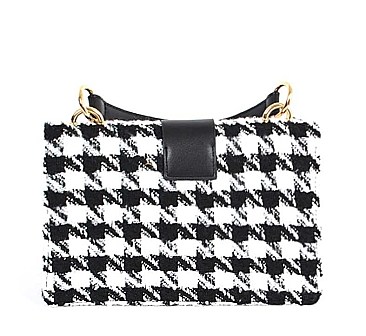 2 IN 1 TWEED HOUNDSTOOTH CLEAR BAG CLUTCH SET