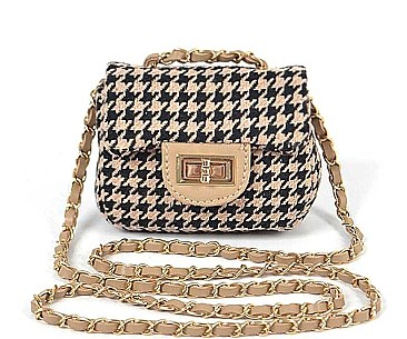 CHIC TWEED HOUNDSTOOTH MINI BAG