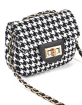 CHIC TWEED HOUNDSTOOTH MINI BAG