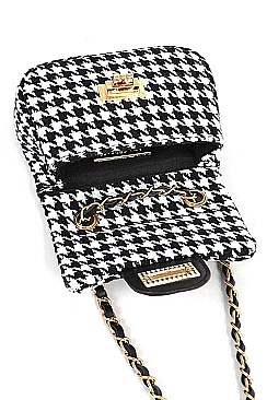 CHIC TWEED HOUNDSTOOTH MINI BAG