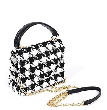 TRENDY HOUNDSTOOTH TWEED CROSSBODY BAG