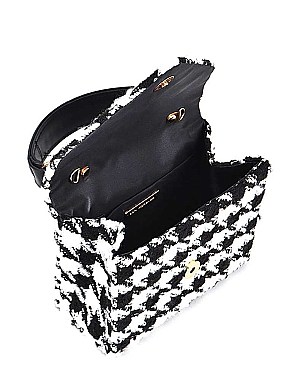 TRENDY HOUNDSTOOTH TWEED CROSSBODY BAG