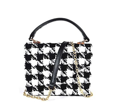 TRENDY HOUNDSTOOTH TWEED CROSSBODY BAG