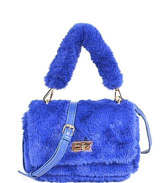 FURRY CLUTCH WITH FUR HANDLE NOVELTY BAG