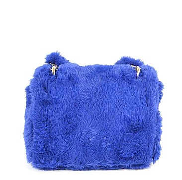 FURRY CLUTCH WITH FUR HANDLE NOVELTY BAG