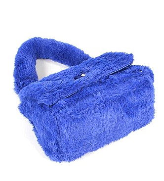 FURRY CLUTCH WITH FUR HANDLE NOVELTY BAG