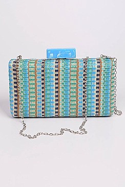 Chain Strap Pvc Straw Body Clutch