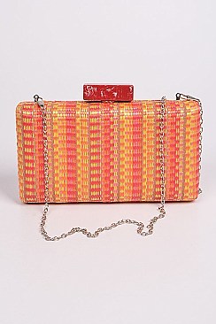 Chain Strap Pvc Straw Body Clutch
