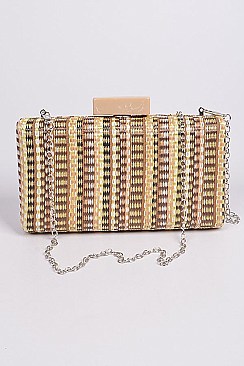 Chain Strap Pvc Straw Body Clutch