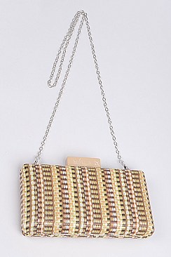 Chain Strap Pvc Straw Body Clutch