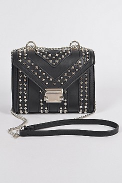 Studded Faux Leather Clutch