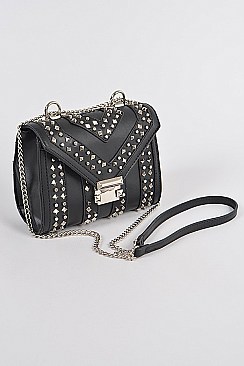 Studded Faux Leather Clutch