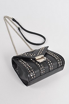 Studded Faux Leather Clutch