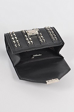 Studded Faux Leather Clutch