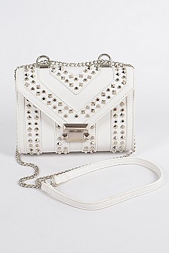 Studded Faux Leather Clutch
