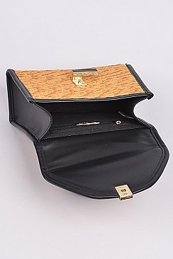 Leather Strap Straw Shoulder Clutch