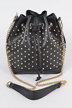 Trendy Spike Studded Bucket Bag