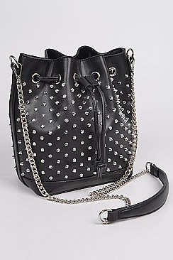 Trendy Spike Studded Bucket Bag