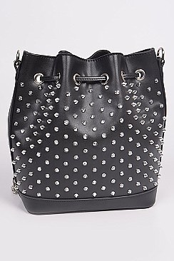 Trendy Spike Studded Bucket Bag