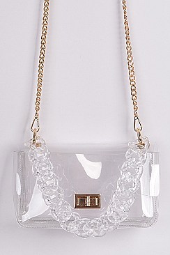 Visibly Clear Cross Chain Body Clutch.