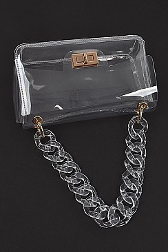 Visibly Clear Cross Chain Body Clutch.
