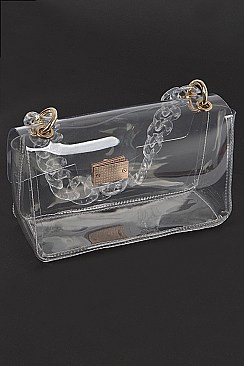 Visibly Clear Cross Chain Body Clutch.