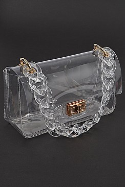 Visibly Clear Cross Chain Body Clutch.