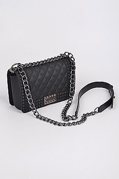 Monotone Jelly Studded Shape Clutch