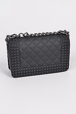 Monotone Jelly Studded Shape Clutch