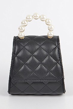 Pearl Handle Quilted Mini Clutch