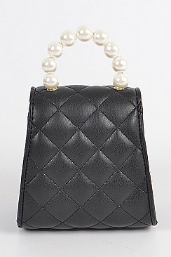 Pearl Handle Quilted Mini Clutch